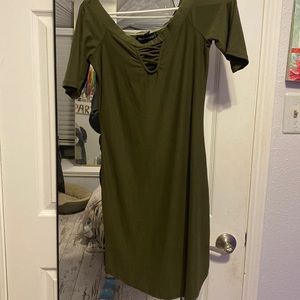 Olive green mini dress. Size medium.